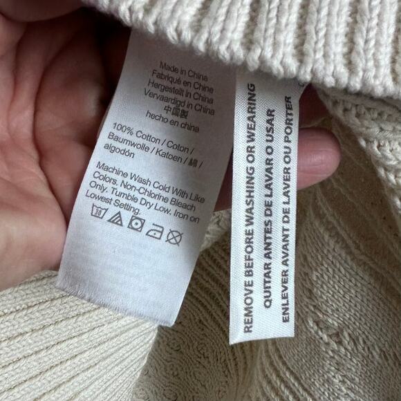 J Crew sweater Large Fisherman Cotton Cable Knit Mockneck long Style BD709 - Picture 15 of 15